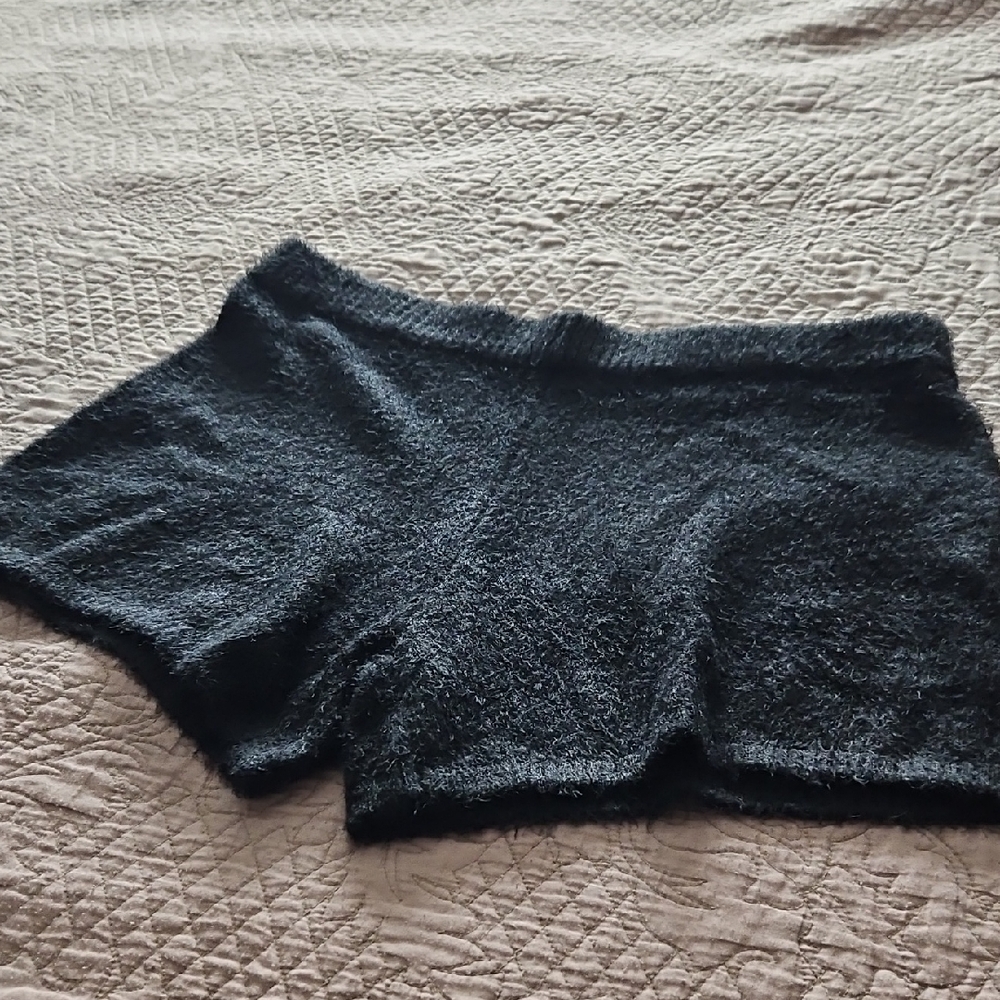 Open Edit,Black Fuzzy Shorts,NWOT,XL
